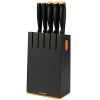 Set 5 cutite + bloc Fiskars Functional Form, negru