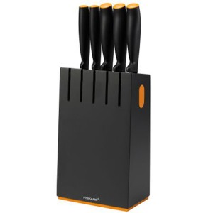 Set 5 cutite + bloc Fiskars Functional Form, negru